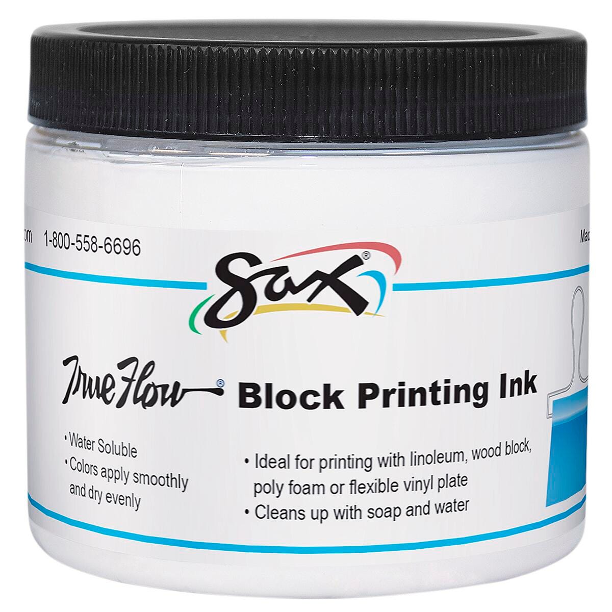 Sax Water Soluble Block Printing Ink, 1 Pint Jar, White 1299776